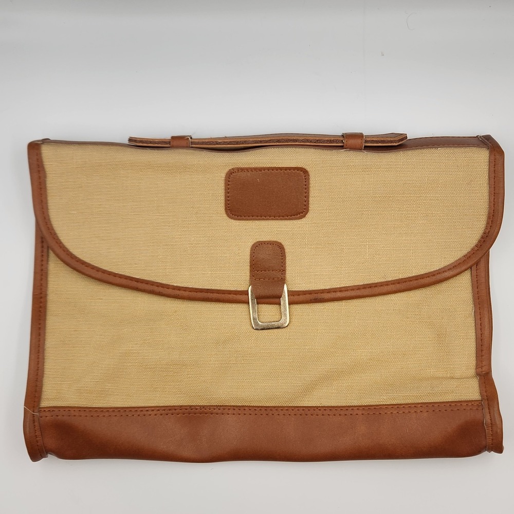 Vintage Charles Revson‎ Attache Briefcase by Ultima II – Beige Brown Canvas